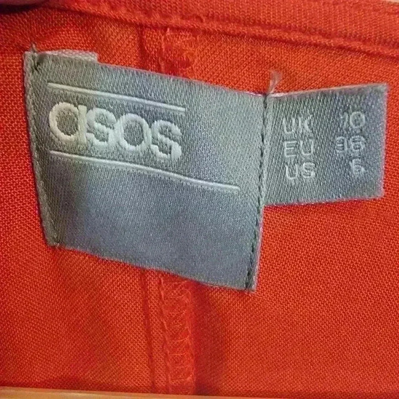 ASOS Design Womens Dress Red Embroidered Size 6 Viscose Flowy Boho - Picture 2 of 8